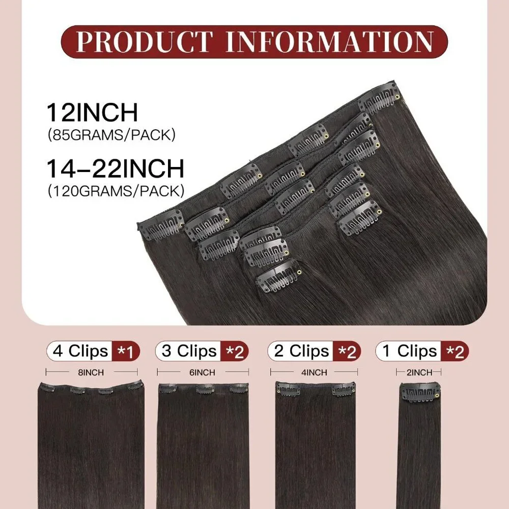 Other | Hair Extensions Clip Ins Human Hair 12 Inch 85g Natural Black ...